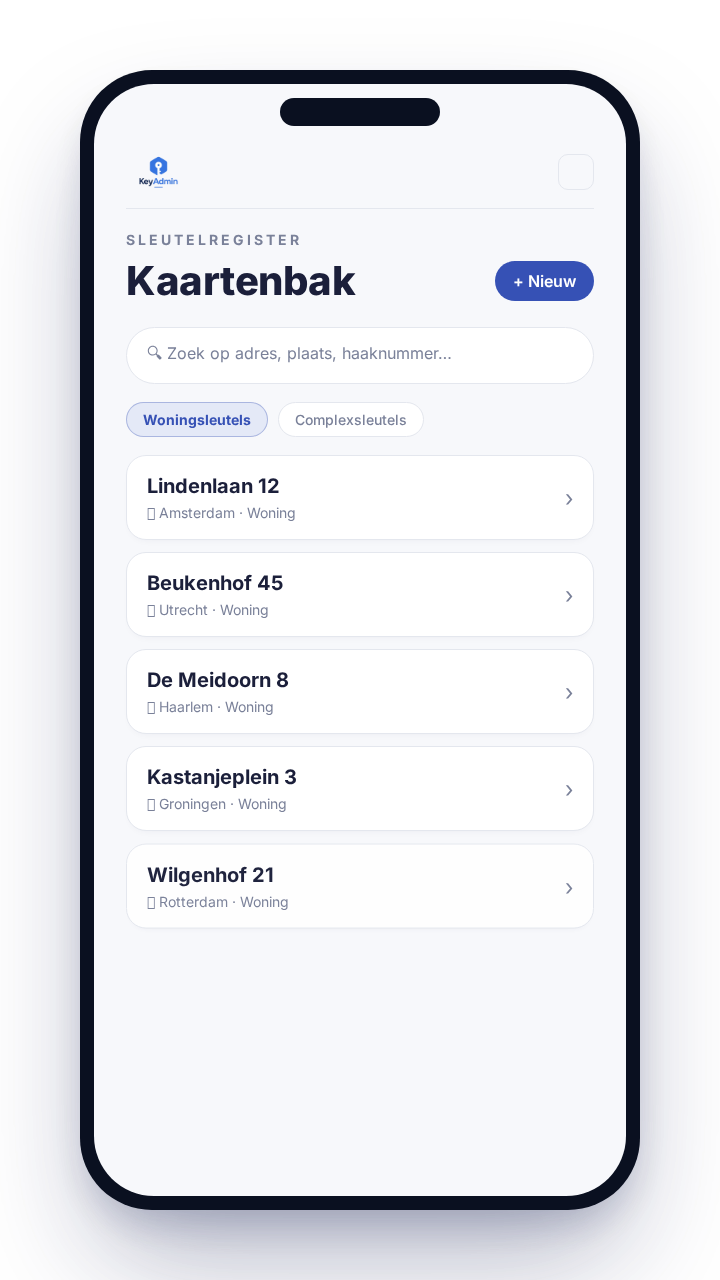 KeyAdmin Sleutelregister