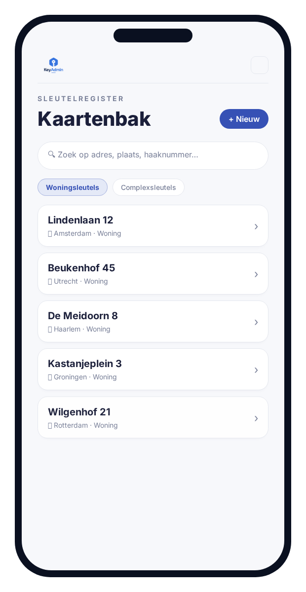 KeyAdmin Alle sleutels